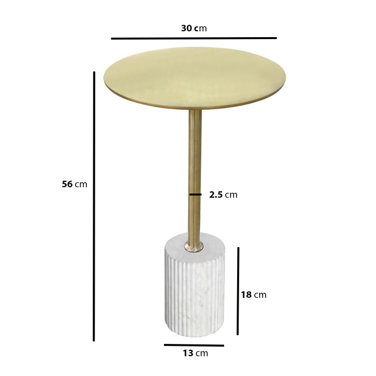 Small Gold and Marble Round Side Table - Beck