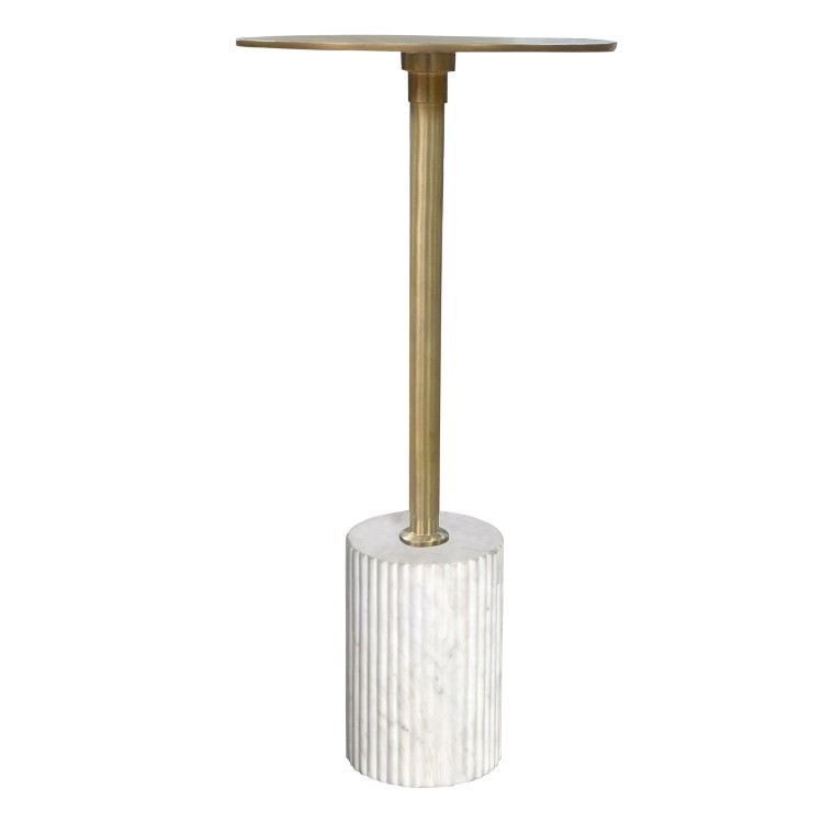 Small Gold and Marble Round Side Table - Beck