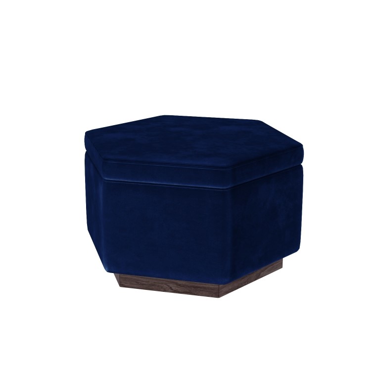 Large 80cm Navy Velvet Pouffe Stool with Storage - Bella