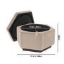 Large 80cm Beige Velvet Pouffe Stool with Storage - Bella