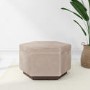 Large 80cm Beige Velvet Pouffe Stool with Storage - Bella