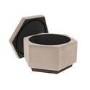 Large 80cm Beige Velvet Pouffe Stool with Storage - Bella