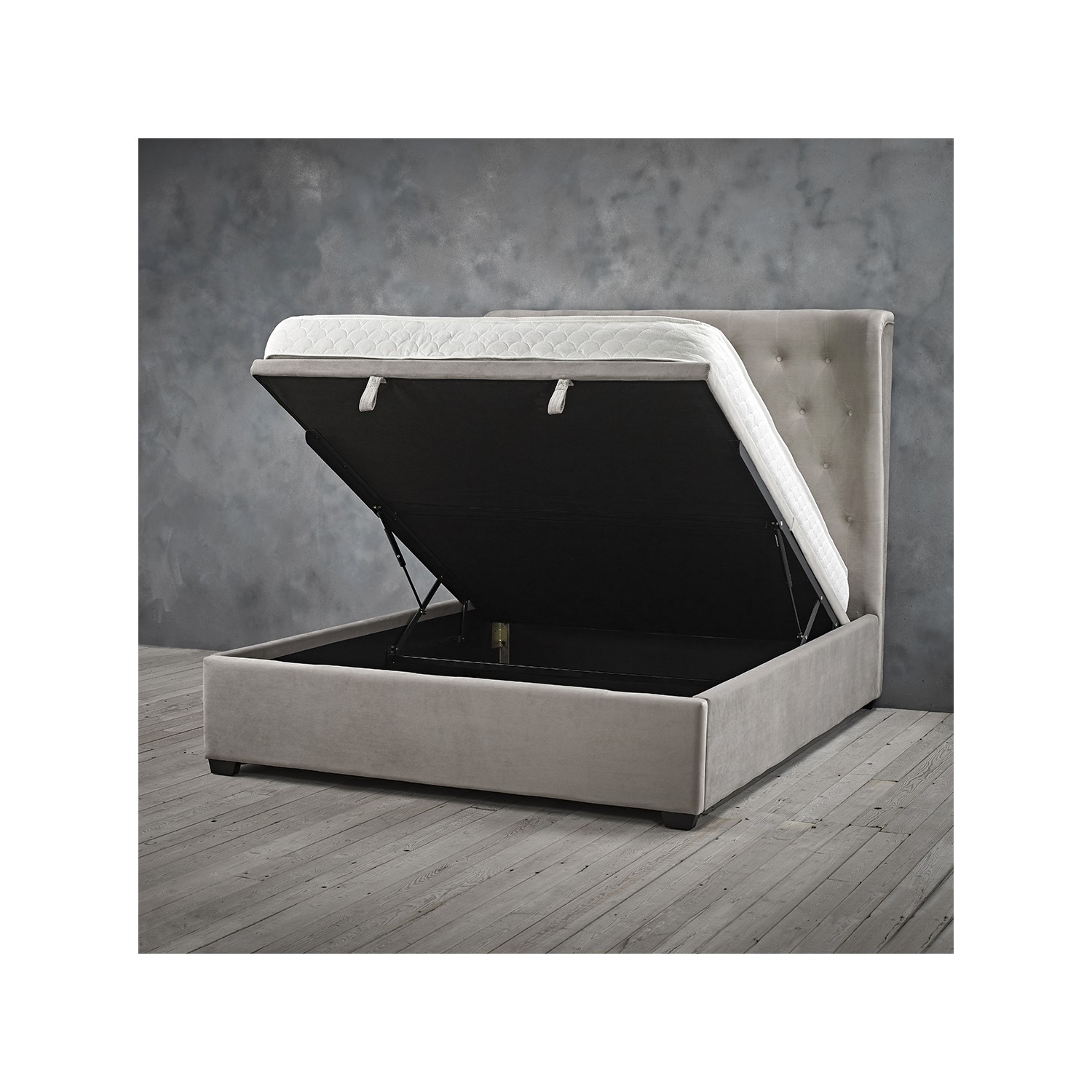 LPD Beige Super King Size Ottoman Bed with Curved Headboard Belgravia