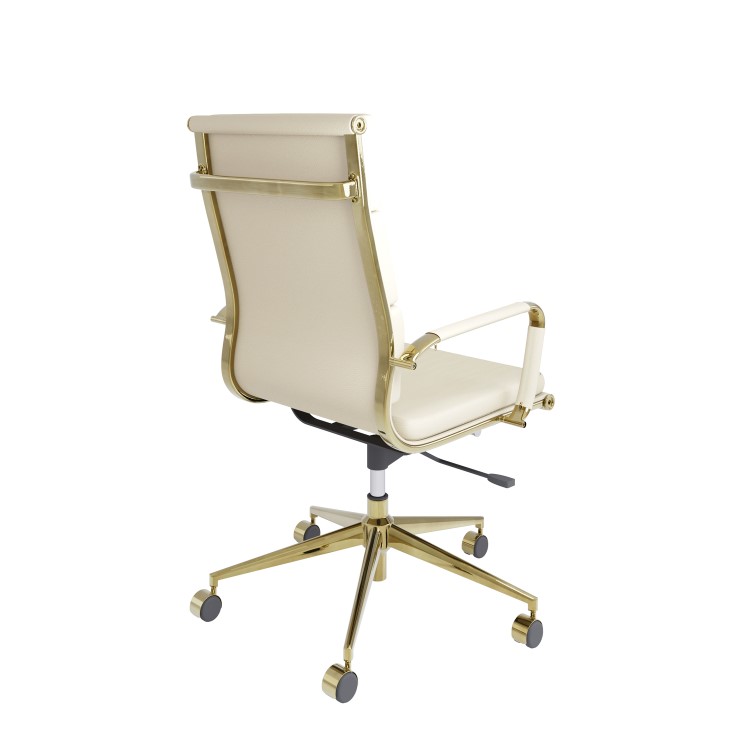 Beige Faux Leather High Back Office Chair - Benson