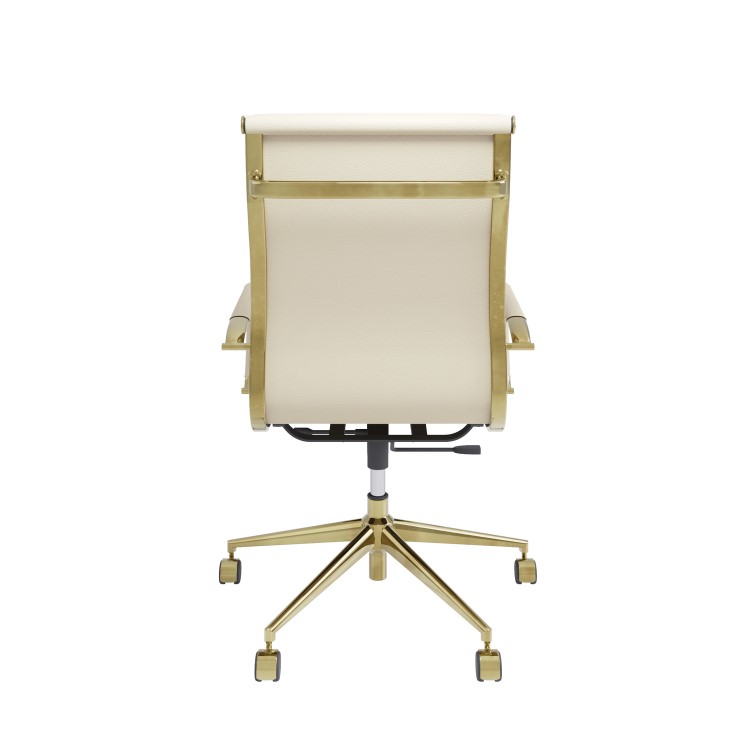 Beige Faux Leather High Back Office Chair - Benson