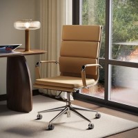 Tan Faux Leather High Back Office Swivel Chair - Benson