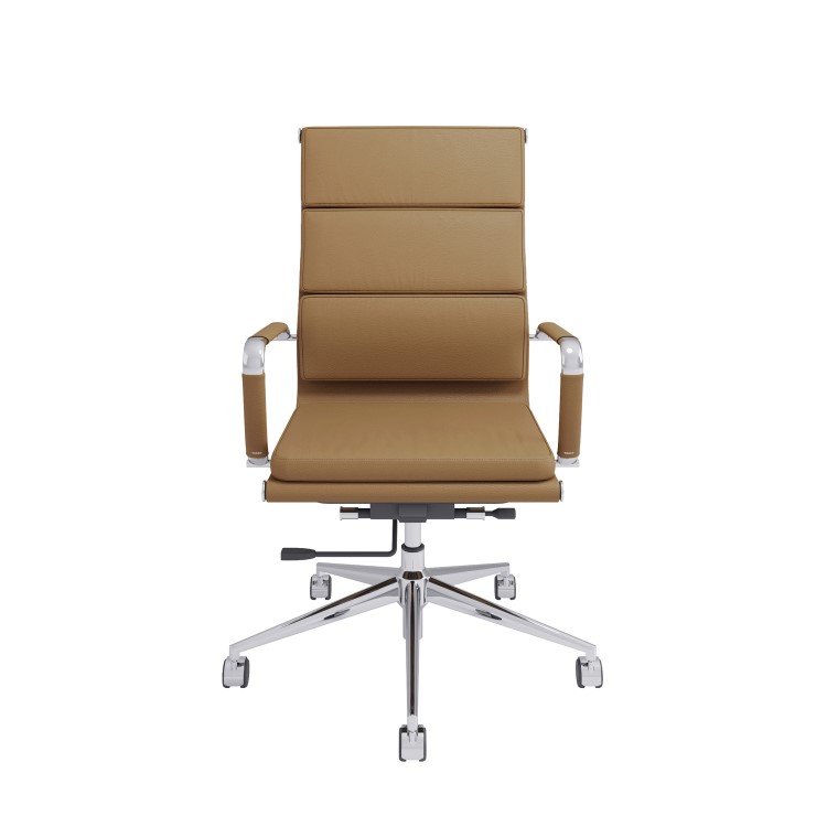 Tan Faux Leather High Back Office Swivel Chair - Benson