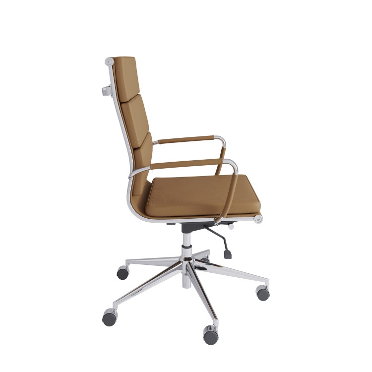 Tan Faux Leather High Back Office Swivel Chair - Benson