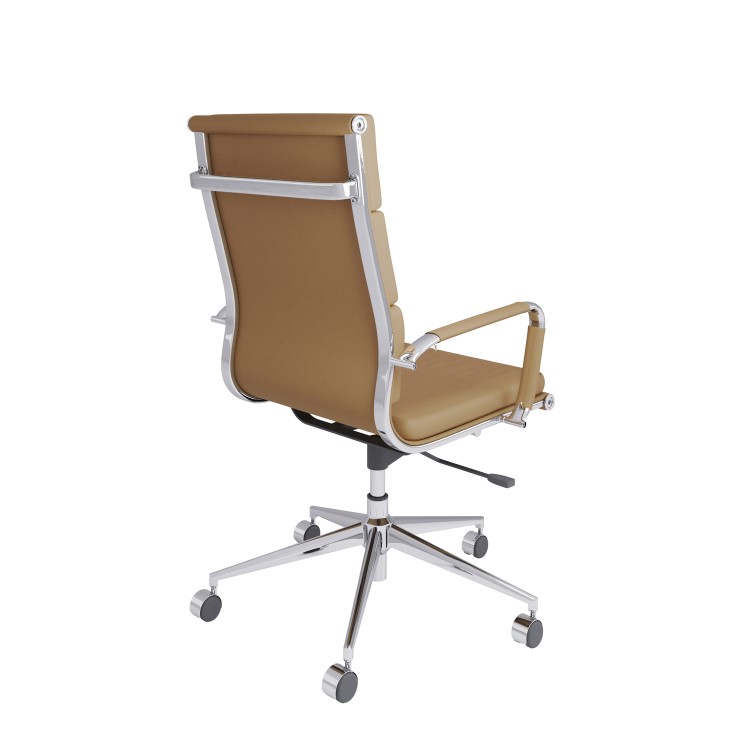 Tan Faux Leather High Back Office Swivel Chair - Benson