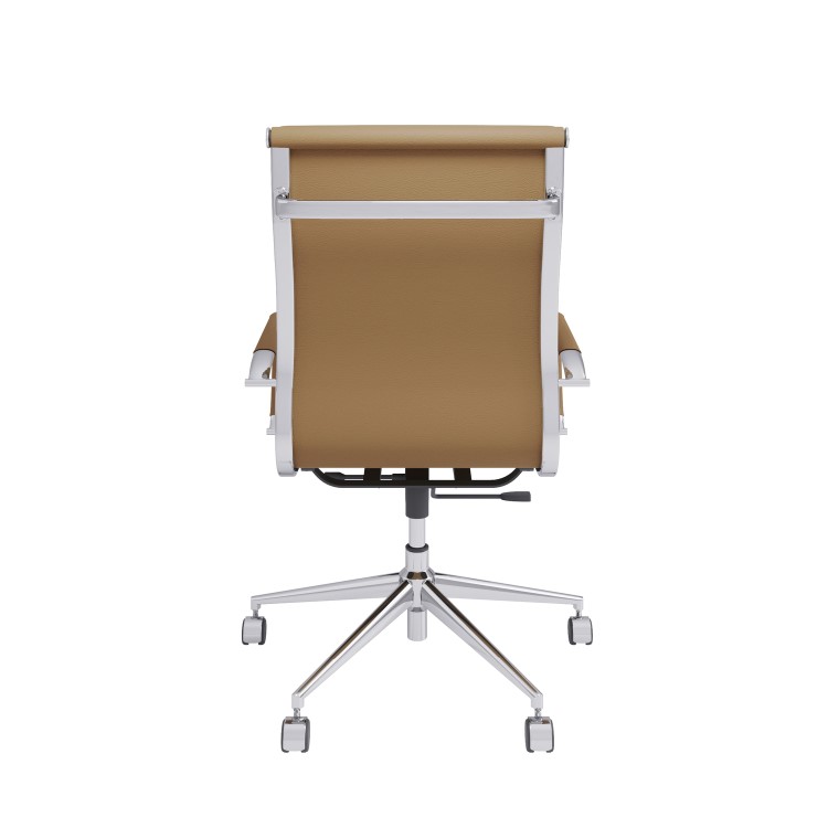 Tan Faux Leather High Back Office Swivel Chair - Benson