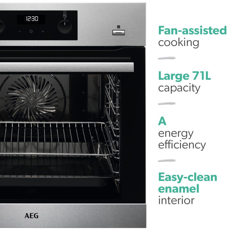 AEG 6000 Series SteamBake Electric Single Oven - Stainless Steel