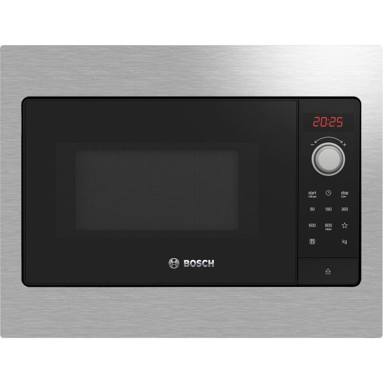 Refurbished Bosch Serie 2 BFL523MS3B Built In 20L 800W Solo Microwave Oven Black With Steel Trim