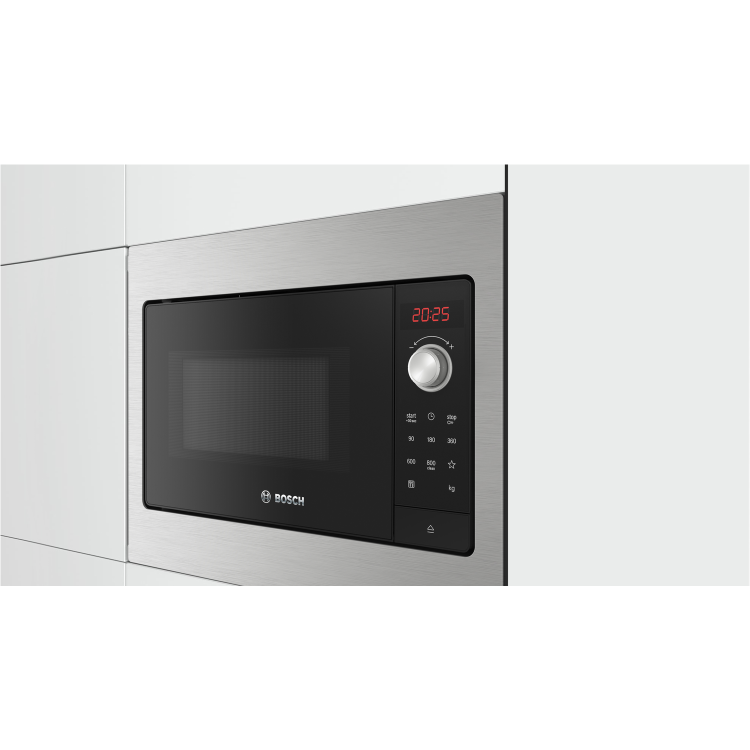 Refurbished Bosch Serie 2 BFL523MS3B Built In 20L 800W Solo Microwave Oven Black With Steel Trim