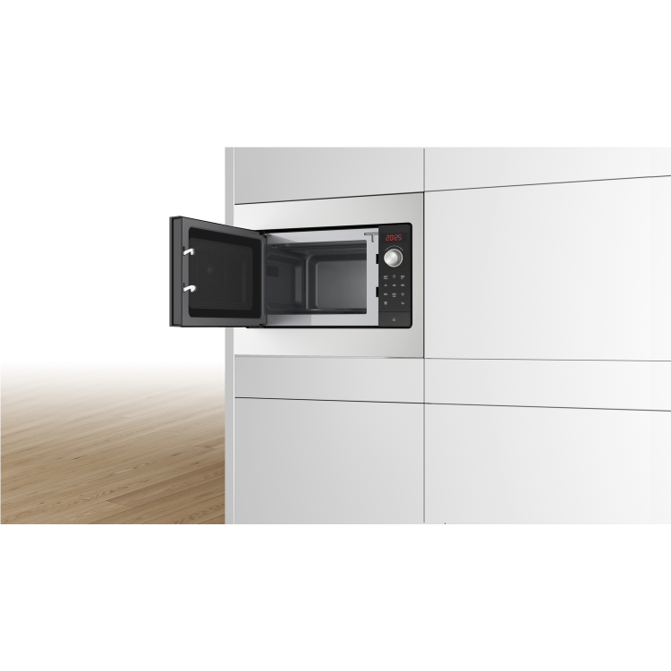 Refurbished Bosch Serie 2 BFL523MS3B Built In 20L 800W Solo Microwave Oven Black With Steel Trim