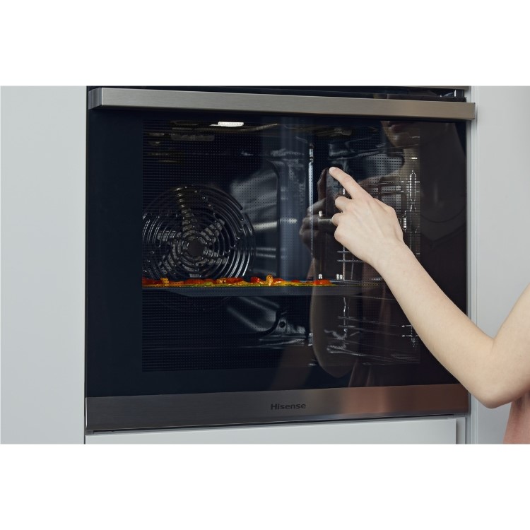 Refurbished Hisense BI64211PX 60cm Single Built In Electric Oven with Pyrolytic Cleaning Stainless Steel