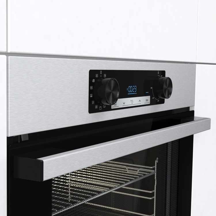 Refurbished Hisense BI64211PX 60cm Single Built In Electric Oven with Pyrolytic Cleaning Stainless Steel