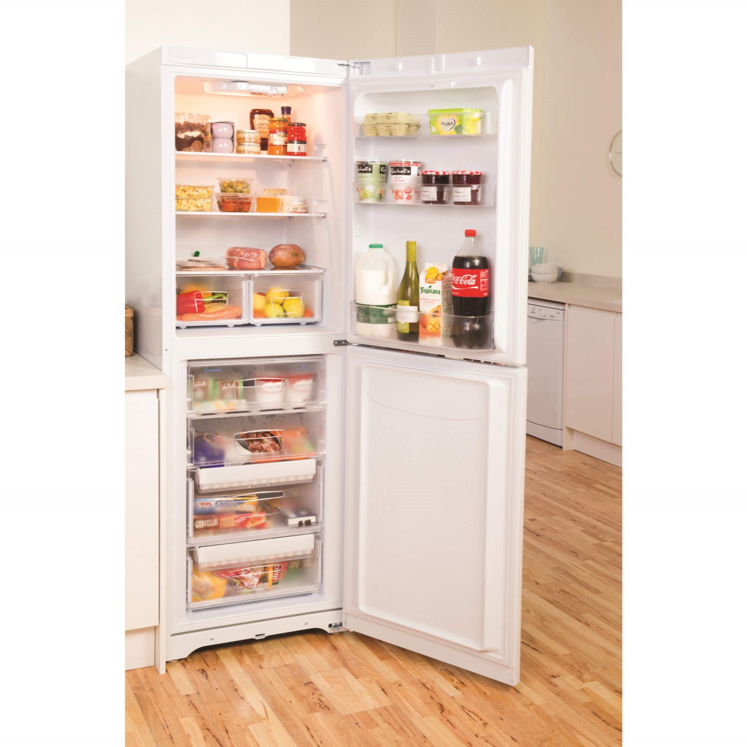 Indesit BIAA134P Free Standing Fridge Freezer in Polar white Page 1 BuyItDirect.ie