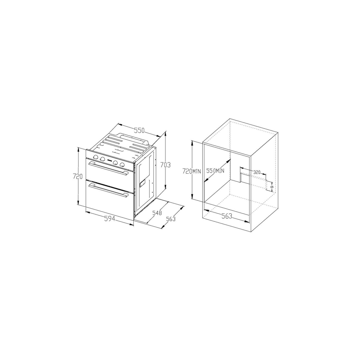 Hisense Hi6 Electric Built Under Double Oven - Black BUD714221ADBG