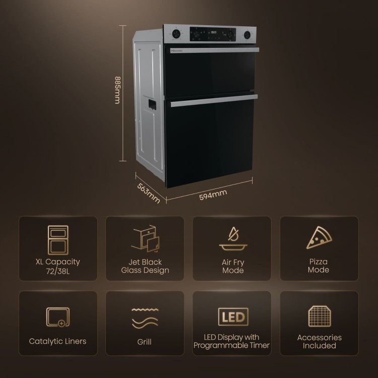 Hisense Hi6 Built-In Electric Double Oven - Stainless Steel
