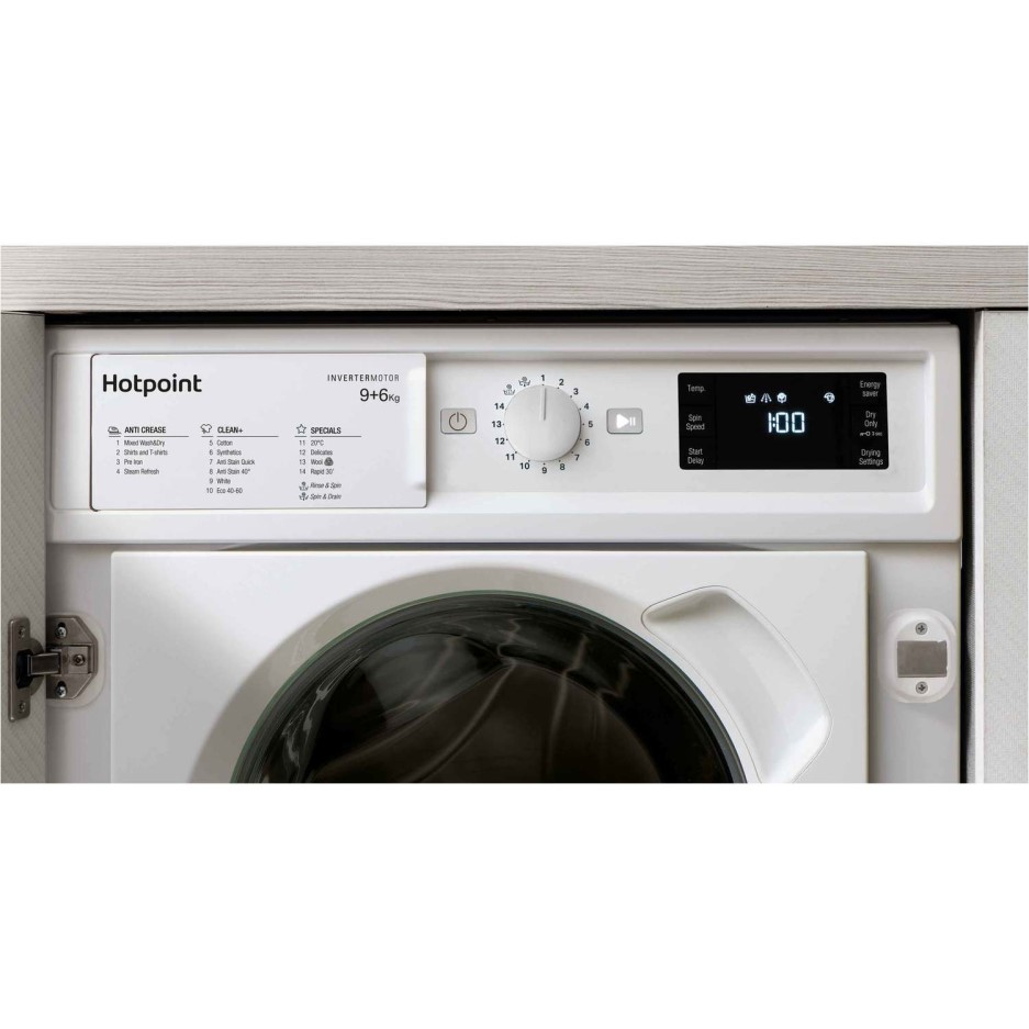 HOTPOINT BIWDHG961484 9kg Wash 6kg Dry Integrated Washer Dryer With Quiet Inverter Motor