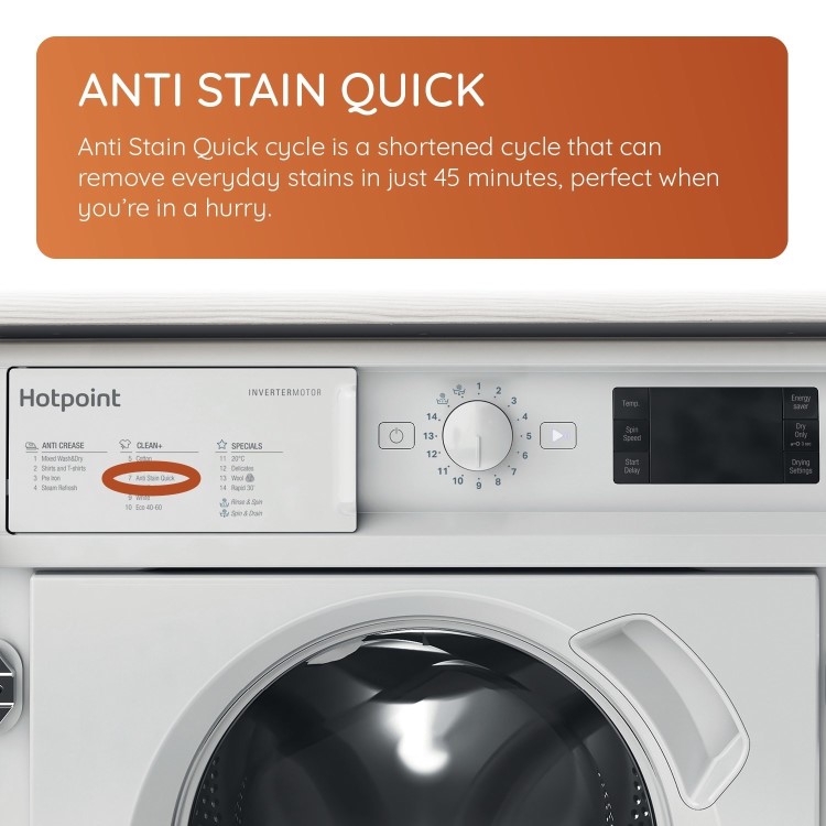 Hotpoint Anti-Stain 9kg Wash 6kg Dry 1400rpm Integrated Washer Dryer  - Quiet, Energy Saving -  White