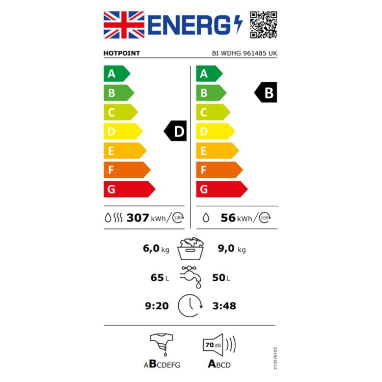 Hotpoint 9kg Wash 6kg Dry Integrated Washer Dryer - White