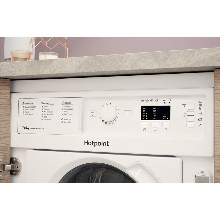 HOTPOINT BIWDHL7128 7kg Wash 5kg Dry 1200rpm Integrated Washer Dryer - White