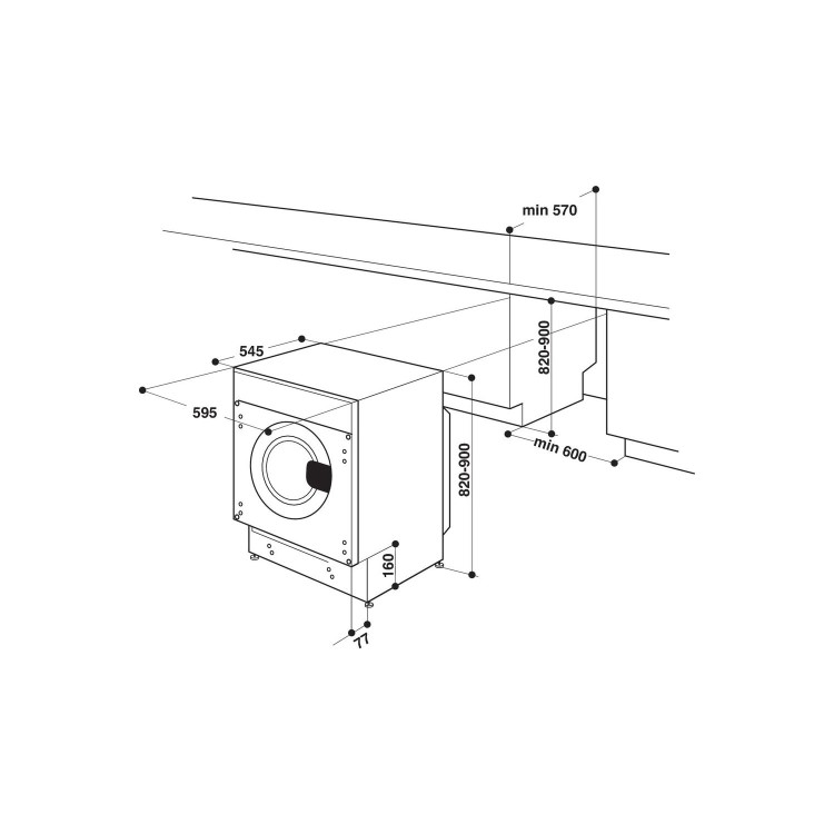 HOTPOINT BIWDHL7128 7kg Wash 5kg Dry 1200rpm Integrated Washer Dryer - White