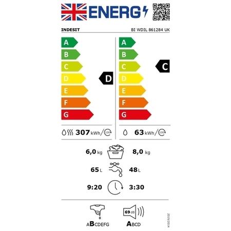 Indesit 8kg Wash 6kg Dry 1200rpm Integrated Washer Dryer