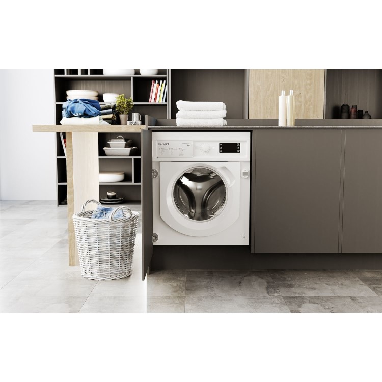 Hotpoint Anti-stain 8kg 1400rpm Integrated Washing Machine - White
