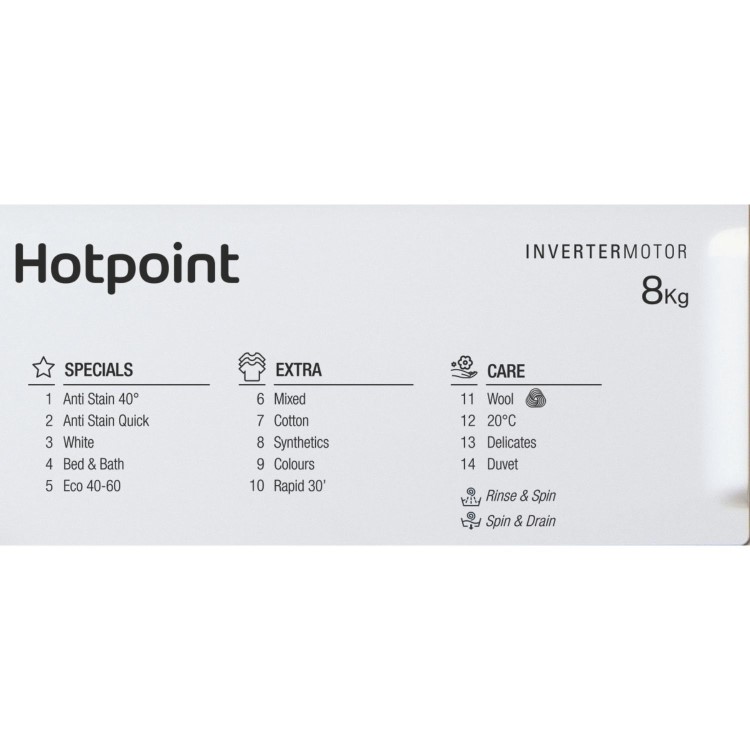 Hotpoint Anti-stain 8kg 1400rpm Integrated Washing Machine - White