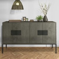 Large Sideboard in Grey Wood with Industrial Finish - Bijou