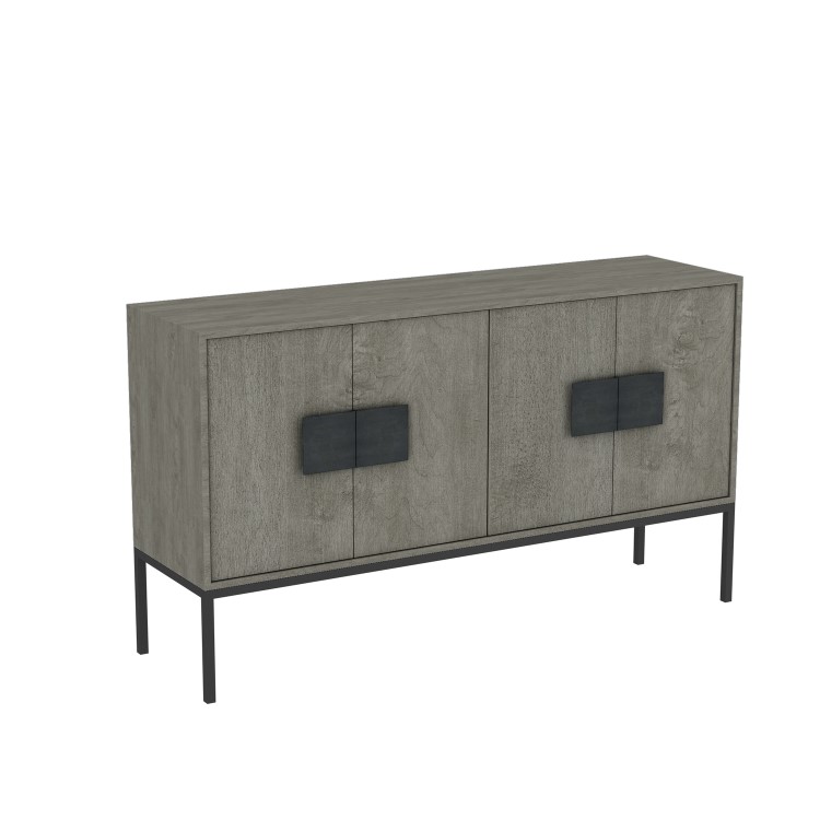 Large Sideboard in Grey Wood with Industrial Finish - Bijou