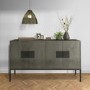 Large Sideboard in Grey Wood with Industrial Finish - Bijou