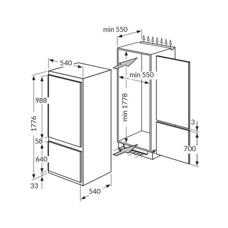 Amica 242 Litre 70/30 Integrated Fridge Freezer