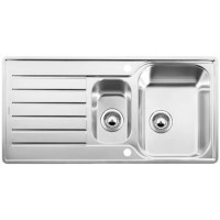 1.5 Bowl Inset Chrome Stainless Steel Kitchen Sink with Reversible Drainer - Blanco Lantos 6S-If