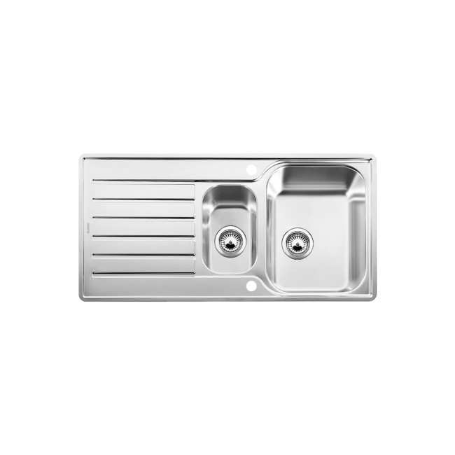 1.5 Bowl Inset Chrome Stainless Steel Kitchen Sink with Reversible Drainer - Blanco Lantos 6S-If