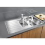 1.5 Bowl Inset Chrome Stainless Steel Kitchen Sink with Reversible Drainer - Blanco Lantos 6S-If