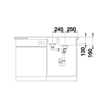 1.5 Bowl Inset Chrome Stainless Steel Kitchen Sink with Reversible Drainer - Blanco Lantos 6S-If