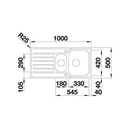 1.5 Bowl Inset Chrome Stainless Steel Kitchen Sink with Reversible Drainer - Blanco Lantos 6S-If