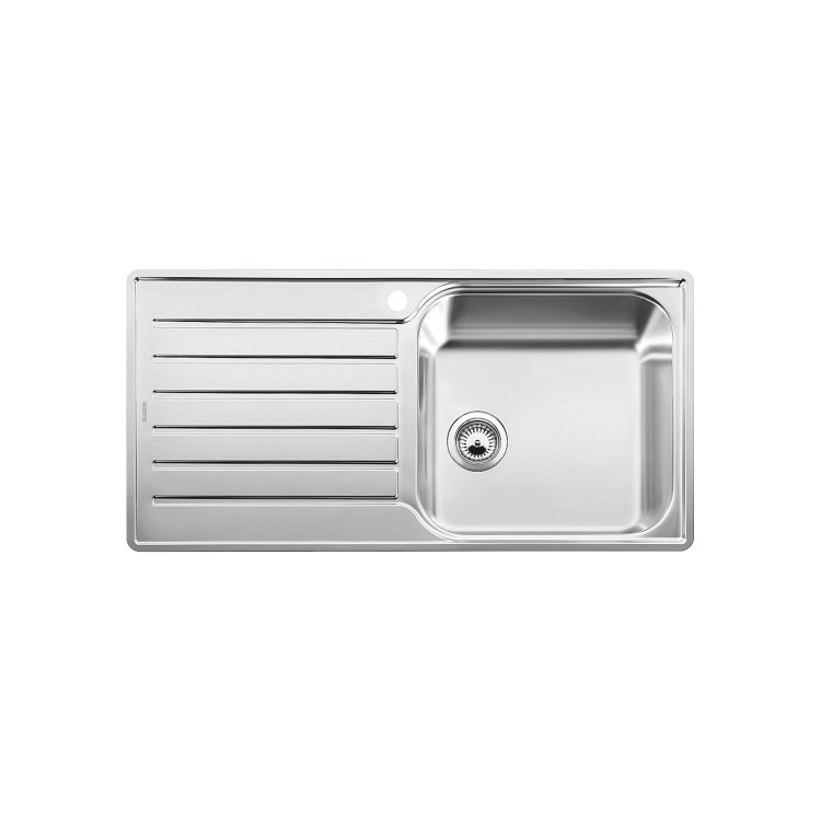 Single Bowl Inset Chrome Stainless Steel Kitchen Sink with Reversible Drainer - Blanco Lantos
