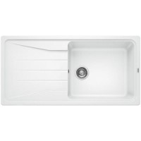 Single Bowl White Composite Kitchen Sink with 600mm Reversible Drainer - Blanco Sona