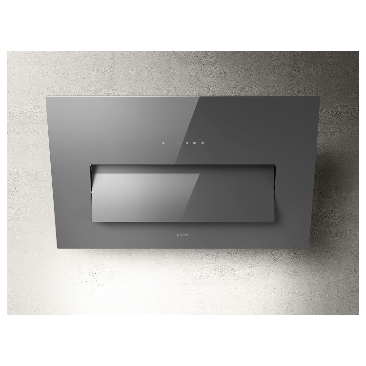 Refurbished Elica Bloom BLOOM-STD-GR 85cm Angled Cooker Hood Grey Glass