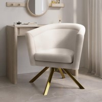 Cream Velvet Office Swivel Tub Chair - Blaire