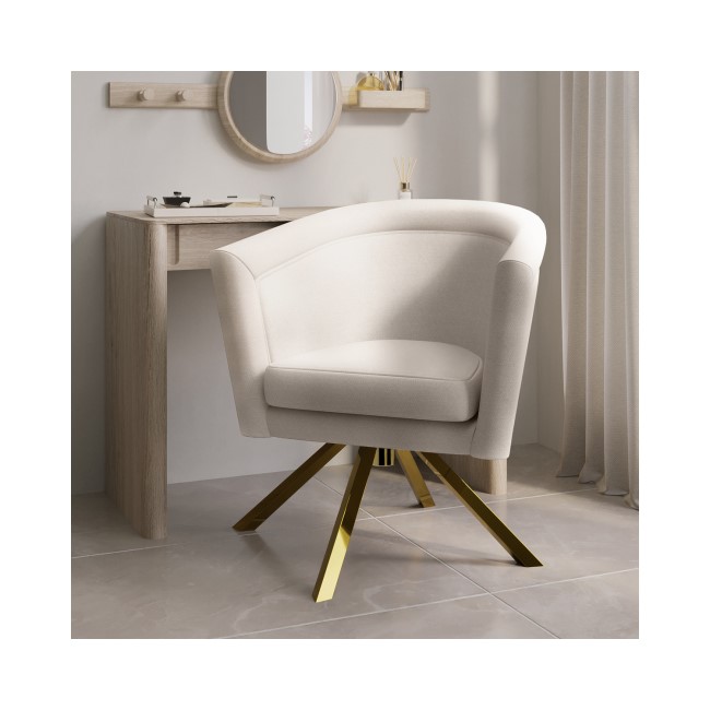 Cream Velvet Swivel Dressing Table Chair - Blaire 