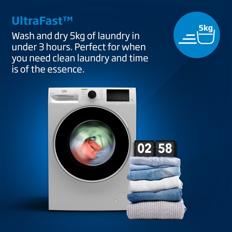 Beko EnergySpin 8kg Wash 5kg Dry 1400rpm Washer Dryer - Black