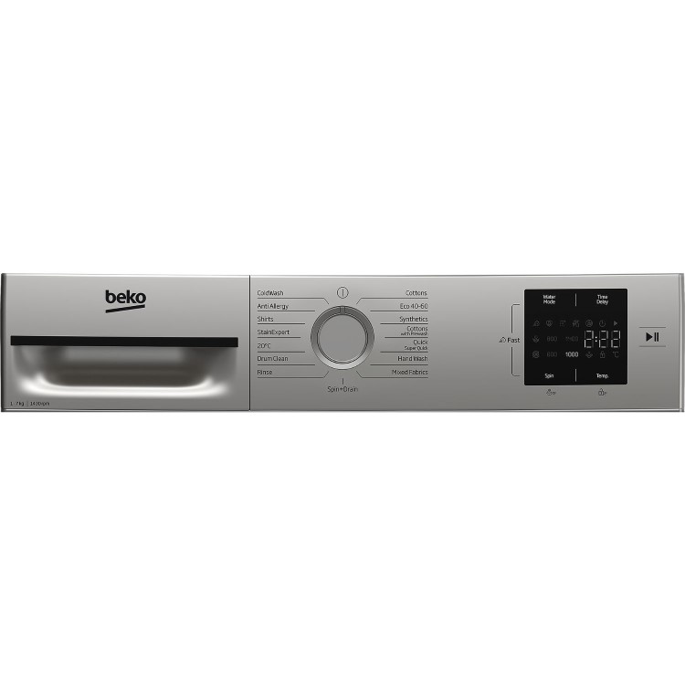 Beko 7kg 1400rpm Washing Machine - Silver - B-Rated, Quick Wash