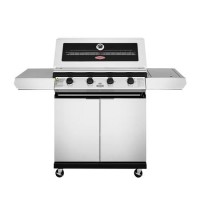 BeefEater 1200S Series - 4 Burner Gas BBQ Grill & Side Burner Trolley - Silver