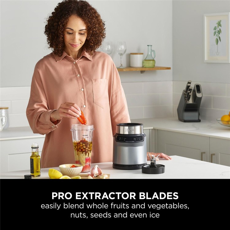 Ninja Personal Blender 1000W with Auto-iQ & 700ml Cup – Smoothie Maker Silver/Grey