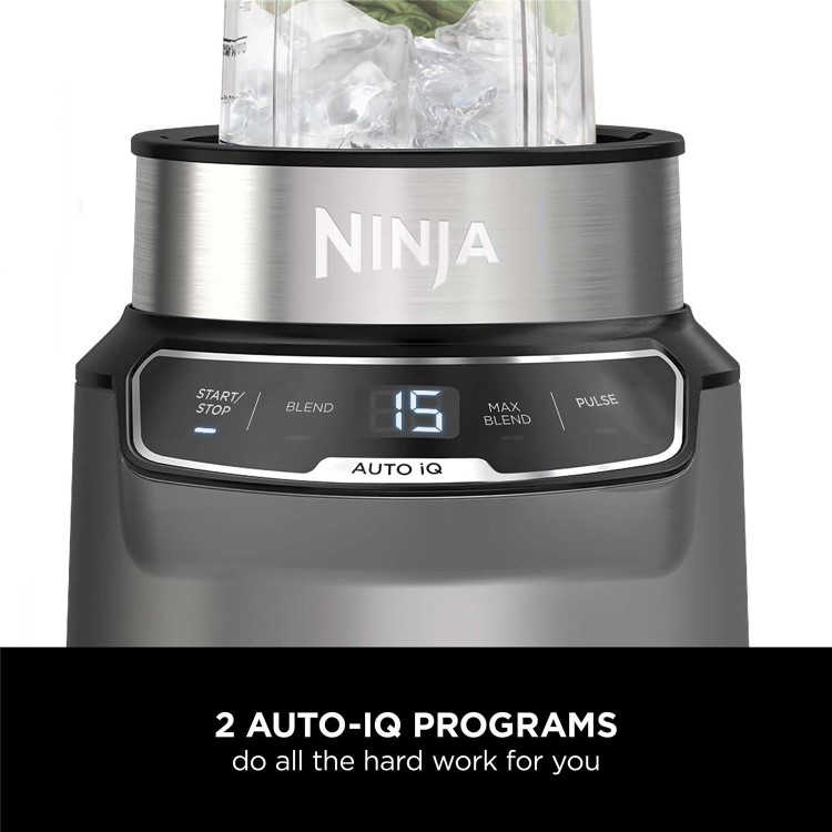 Ninja Personal Blender 1000W with Auto-iQ & 700ml Cup – Smoothie Maker Silver/Grey